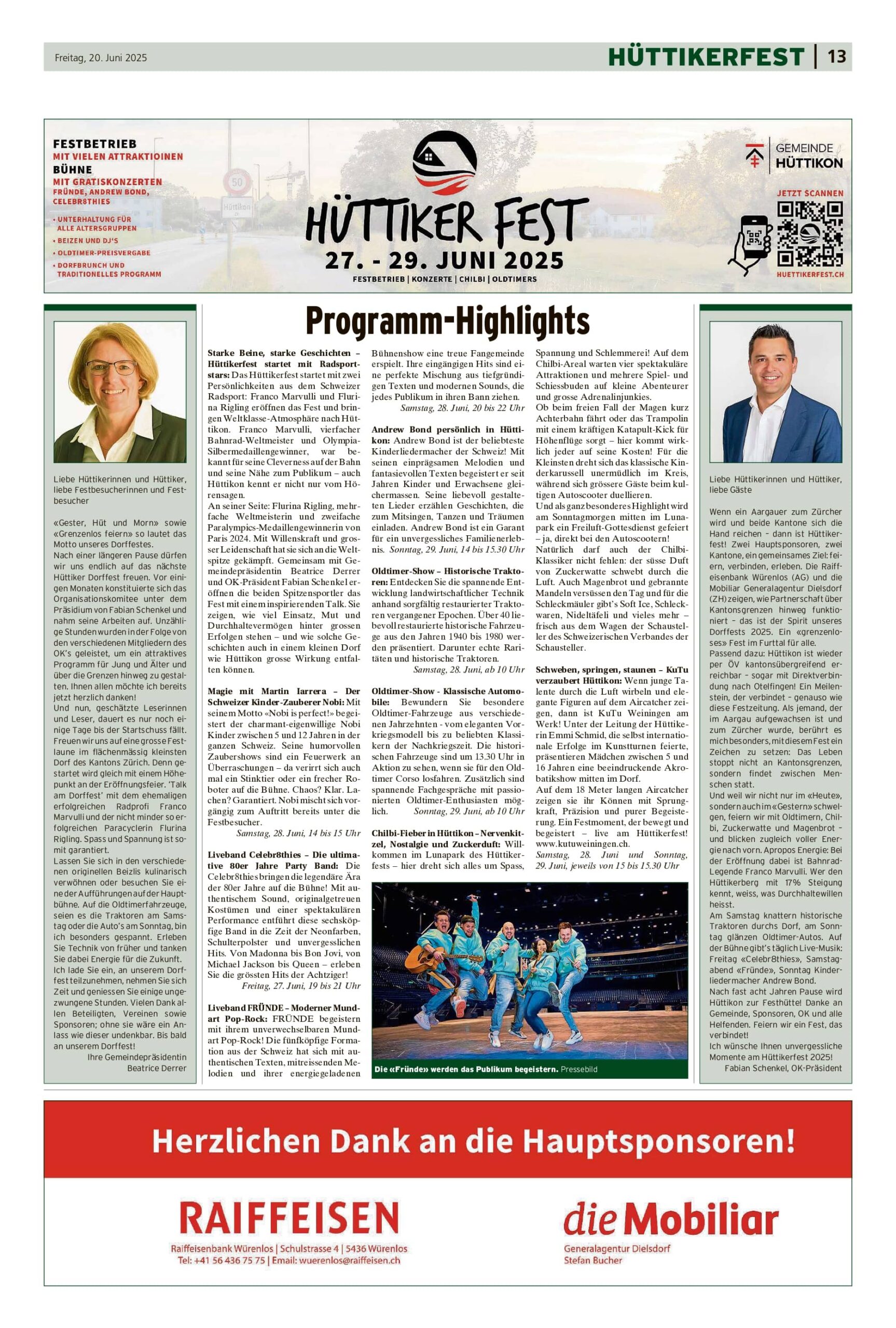 Festzeitung Hüttikerfest 2025 - Titelseite